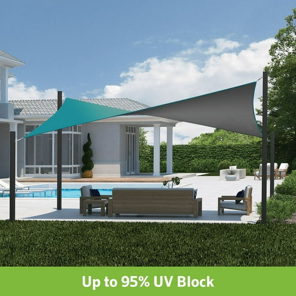 Coolaroo Outdoor DualShade Sun Sail and Hardware Kit, 95% UV Block Protection, 12' x 8' Rectangle; Maldives