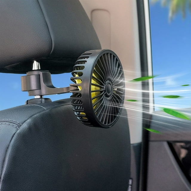 PRETXORVE Ventilateur Ventilateur USB, Ventilateur à Pince à Rotation 360° pour la Circulation du Véhicule, Ventilateur de Refroidissement à 3 Vitesses pour Climatiseur pour VUS VR Extérieur, Noir