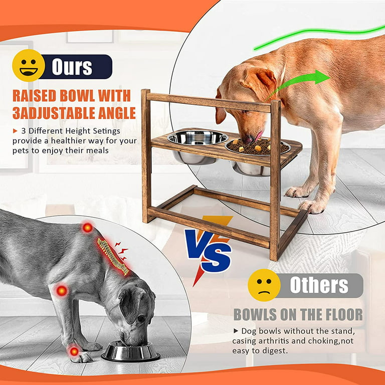  FORDOG Elevated Dog Bowls, Raised Dog Bowls Stand Adjustable  to 3 Heights, 5, 9, 13 with Stainless Steel Food Dog Bowls and Stand for Large  Dogs and Small&Medium Pets… 