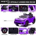 thumbnail image 5 of 12V Ride On Car, Dodge Charger Powered Electric Car with Battery Powered, Bluetooth, Remote Control, LED Light, Ride On Toy for Ages 3+ Kids, Purple, 5 of 7
