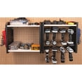 thumbnail image 3 of Performance Tool W7704 17-in Five Level Power Tool Storage Rack: 200 lb Limit, 9-Gauge Solid Steel Frame, Baked on Powder Coat Finish with 1/4-in Peg Holes, For Garage/Home, Black/White, 3 of 6