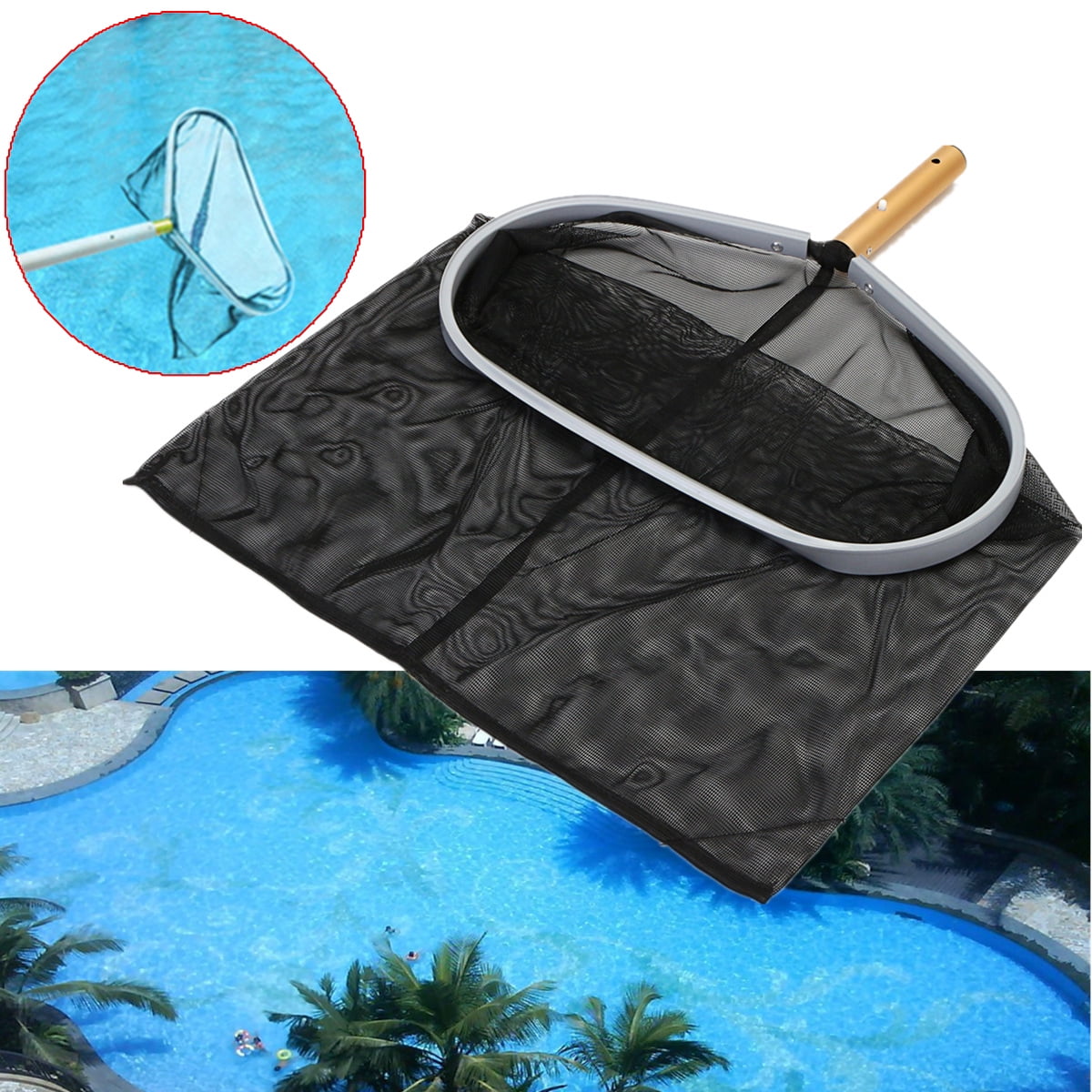 Swimming Pool Spa Leaf Rake Skimmer Heavy Duty Mesh Net Scoop