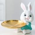 thumbnail image 7 of Cute Rabbit Storage Tray Resin Sculpture Key Tray Home Decor(Green rabbit), 7 of 7