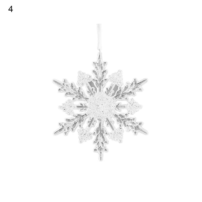 Beaded Exquisitely styled hanging decor, Shimmery silverish glitter design,  Holiday season snowflake items, Silver textured hanging ornaments,  Beautiful crystal snowflake decor, Whimsical Snowflake Ornament Set with  Silver Stand Elegant Winter Radiant