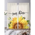 thumbnail image 3 of Sunshine Watercolor Sheer Curtains for Living Room Bedroom, Sunflowers Bees Retro Linen Farmhouse Light Filtering Sheer Curtains, Rod Pocket Voile Window Drapes, 2 Panels Set 52"x 96", 3 of 7