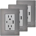 thumbnail image 2 of Enchufe Doble Inoxium1X1U1BSilver 3Pzas USB A/USB C/Contacto Duplex 110/125-250VCA 15A 50/60Hz 5VDC 3A Plateado Acero I, 2 of 4