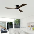thumbnail image 4 of 52" Flush Mount Solid Wood Blades Ceiling Fan with Lights Remote Control,Quiet DC Motor, 6 Speed ,Reversible Ceiling Fan for Patio Living Room, Bedroom, Office,Indoor.(Matte Black), 4 of 14