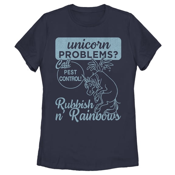 Women's Onward Rubbish N' Rainbows Pest Control  Graphic Tee Navy Blue Small