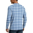 thumbnail image 6 of OIOLOYJM Mens Sun Shirt Long Sleeve UPF Sun protection Plaid Rash Guard Breathable Swim Fishing Shirt Uv Outdoor Classic Fit Workout Beach Shirts Blue M, 6 of 6