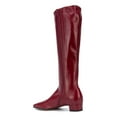 thumbnail image 3 of YDN Women Square Toe Knee High Boots Side Zipper Chunky Low Heels All Weather Stylish Daily Wear Shoes Size 7 Wine Red, 3 of 4