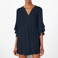 thumbnail image 4 of VEKDONE Mode Col Ouvert Dames Mince Mini Col Côtelé Aguichant Mince Longue Robe Marine TG, 4 of 4