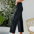 thumbnail image 5 of RYRJJ Women's Wide Leg Jean Capris High Waisted Stretchy Straight Leg Jeans Buttoned Boyfriend Baggy Cropped Denim Pants with Pocket(Black,L), 5 of 8