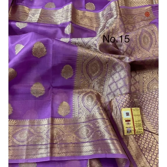 Amethyst Purple Organza Saree with Banarasi Border