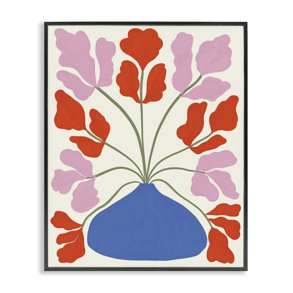 Stupell Industries Bold Symmetrical Flower Pot Plants & Flowers Painting Black Framed Art Print Wall Art, 11 x 14