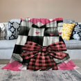 BCIIG Pink HeartShaped Flannel Fleece Throw Blanket , Bowknot All