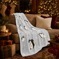 thumbnail image 3 of Playful Baby Penguins Frosty Blue Scene Cute Cartoon, Festive Holiday Scene, Warm Flannel Blanket for Living Room and Bedroom, Art Lovers Valentine's Day Gift, Playful Home Decor, 3 of 9