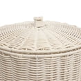 thumbnail image 5 of happimess Ollie Coastal Contemporary Resin 4.7-Gallon Tapered Round Wicker Waste Basket with Lid, White (Set of 2), 5 of 6
