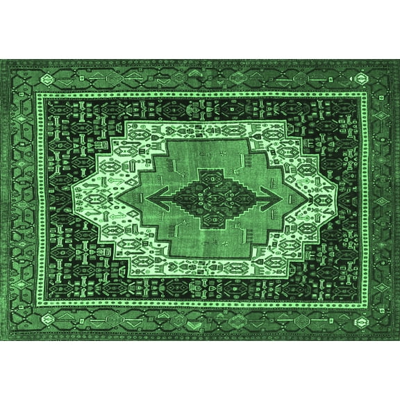 Ahgly Company Indoor Rectangle Persian Emerald Green Traditional Area Rugs, 5' x 7'