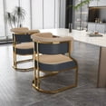 thumbnail image 3 of Set of 2 Modern Dining Chairs, Grey PU Upholstered Iron Frame Accent Chairs for Dining Room, 3 of 8