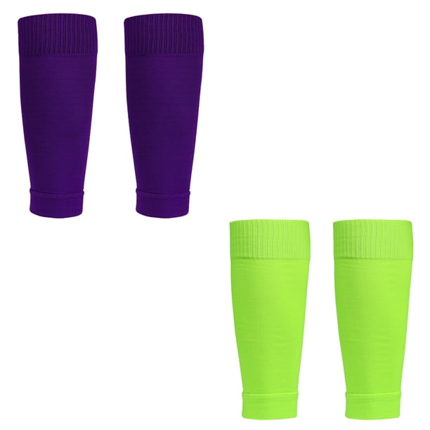 2 pares de espinilleras de fútbol con mangas de compresión para adultos, calcetines de soporte de rendimiento para piernas