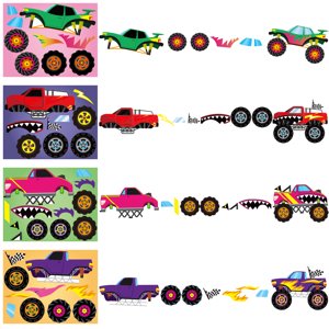 GROBRO7 DIY Monster Truck Face Stickers for Wall Decoration Make a Face Truck Stickers for Party Favors 24Pcs