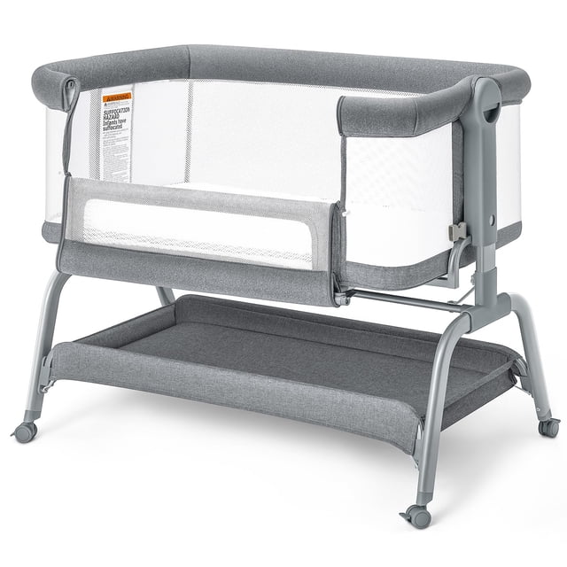 BabyBond Moisés para bebé, moisés 3 en 1 junto a la cama con colchón y sábana suaves lavables, cuna junto a la cama ajustable en 6 alturas, moisés junto a la cama de malla de 4 lados para bebé