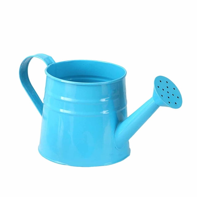 DOLITY Metal Mini Watering Can Planter Garden Bucket for Patio Decor Smooth Surface Blue