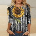 thumbnail image 1 of Fiudx Camisas de Mujer Moda Mujer Impresión Cuello Redondo Manga 3/4 Camiseta Pulóver Blusa Superior, 1 of 4