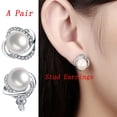thumbnail image 2 of Fiudx Un Par de Pendientes de Perlas En Forma de Rosa para Mujer, Joyería, Regalo de Boda, 2 of 2