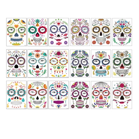 Fridja Halloween Face Tattoos Sticker 18 Sheets Face Mask Tattoo For Halloween Party