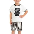 thumbnail image 2 of SGFCWSX Boys 2 Piece Outfits Summer Print Short Sleeve T Shirt Striped Elastic Waist Shorts Casual Set for Kids Black Size 10, 2 of 6
