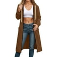 thumbnail image 5 of Long Fleece Hoodies for Women Casual Zip Up Long Tunic Sweatshirt Oversized Long Sleeve with Pockets Warm Fall 2025 Hooded Jacket Coat Size S-2XL​ Coffee 2XL, 5 of 5