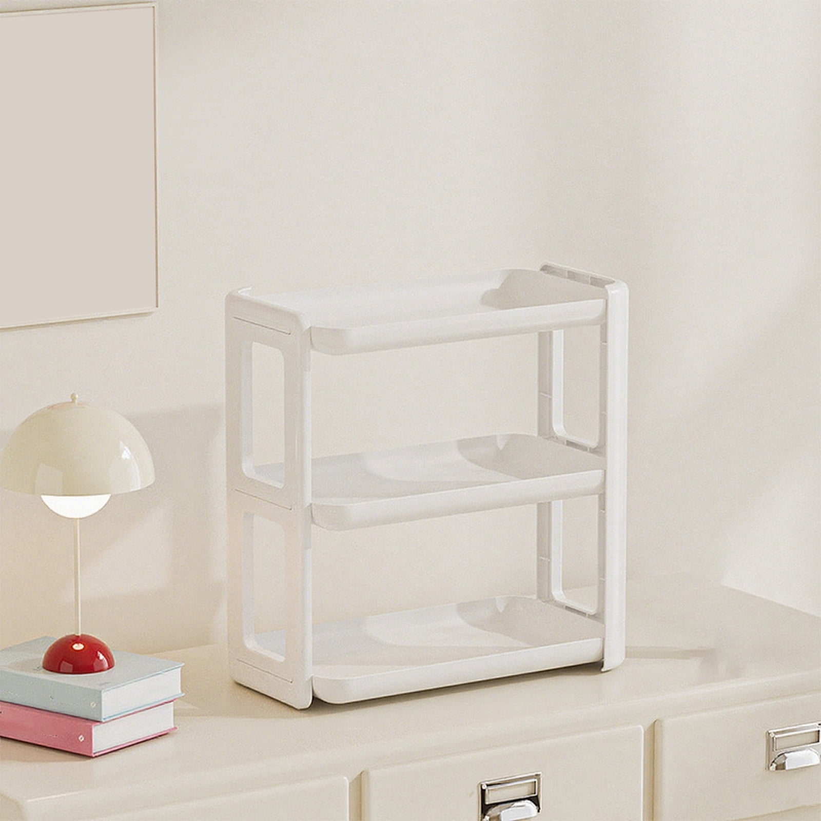 Three Tier Desk Organizer, 3 Layer Mail and Paper Rack Holder, Adjustable Countertop Storage Shelf for Kitchen Spice, Bathroom, Office Supplies