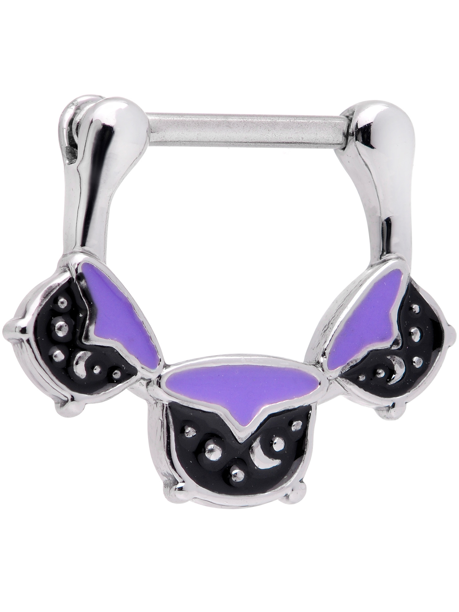 Body Candy Womens 16G 316L Steel Septum Jewelry Black Purple Cauldron