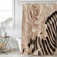 thumbnail image 6 of Elegant Flowers Shower Curtain Set - 48" x 72" Washable Bathtub Curtain with 12 Hooks, Botanical Zebra Pattern Plant Black Waterproof Fabric Stall Shower Curtains for Bathroom/Bathtub Décor, 6 of 6