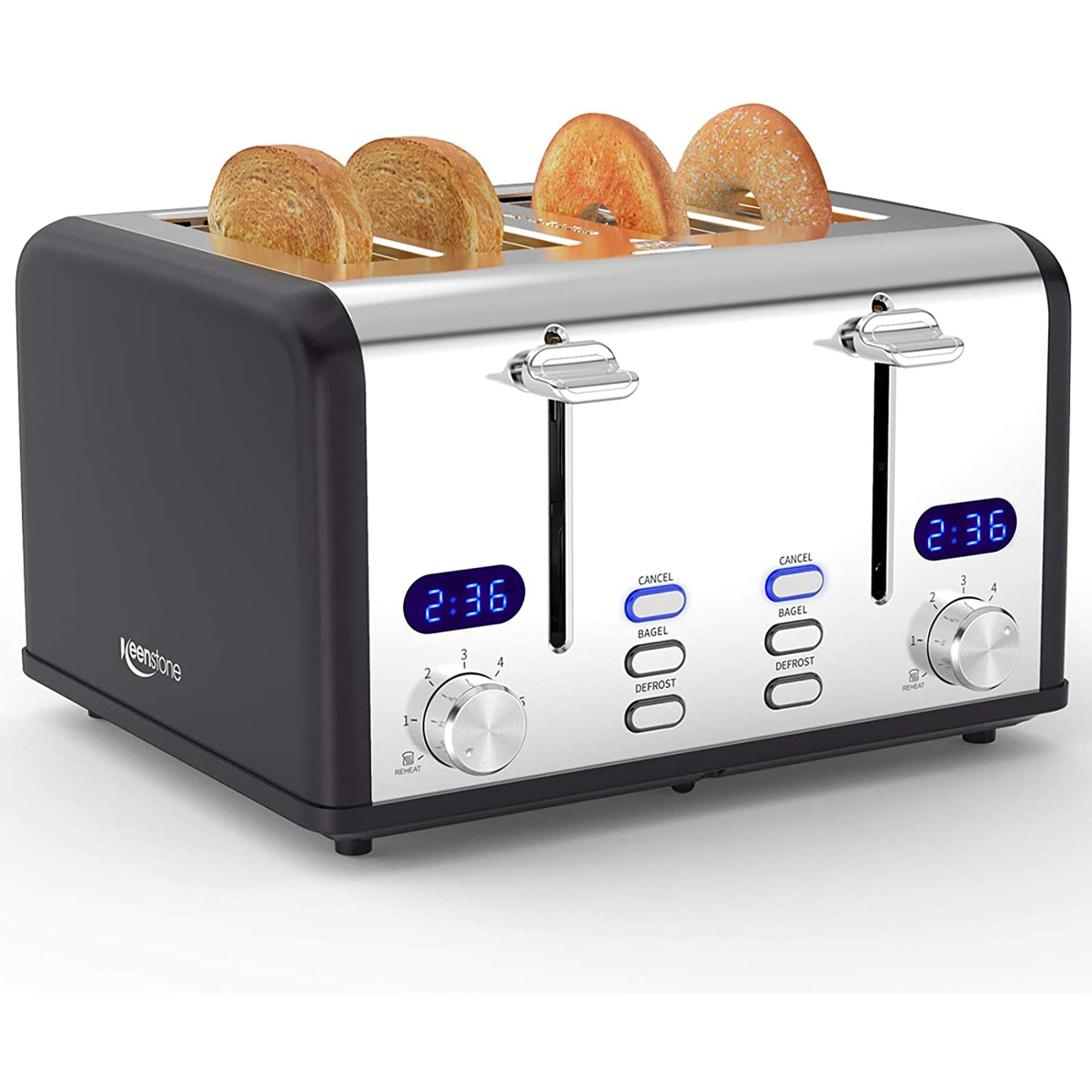 4 Slice Toaster Toaster Prime Rated Toaster Stainless Steel Digital Countdown 