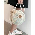 thumbnail image 2 of LHSHID Novel Round Purse Cute Wheel Crochet Bag Women Crossbody Purse Beach Bag Handmade Woven Shoulder Bag Lace Bow, 2 of 5