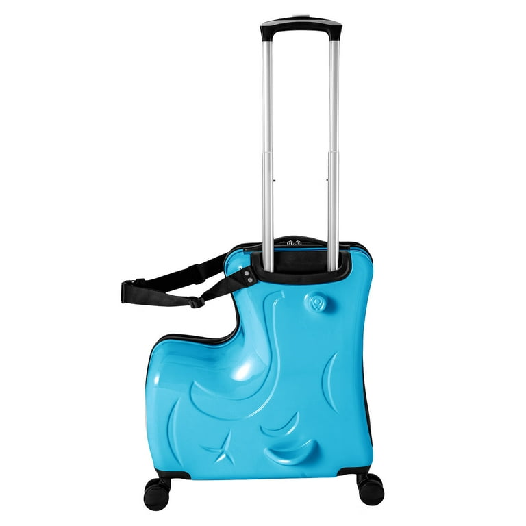 YIYIBYUS 20 Inch Blue Children s Suitcase Kids Ride On Suitcase Spinner Luggage Kids Trunk for 1 6 years old