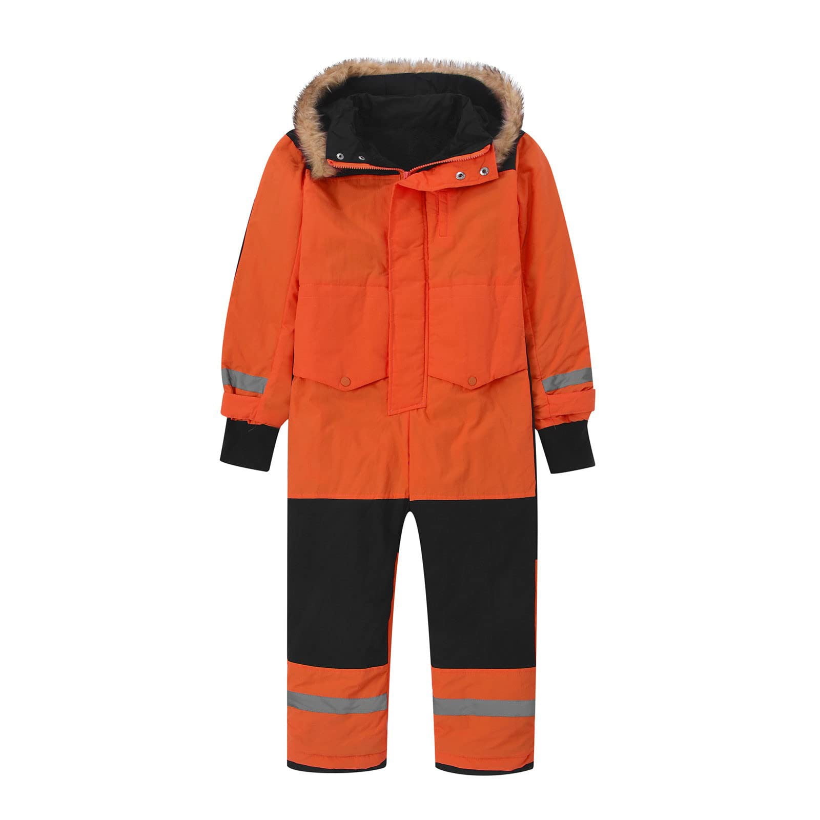 Gubotare Baby Boys' Snow Pram - Newborn Sherpa Hood One Piece Snowsuit - Cozy Polar Fleece Lined Winter Coat for Baby Boys Size 3T 4T (Orange,3-4 Years)