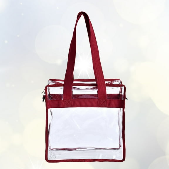 FOLOYORI Red PVC Transparent Handbag 1Pack for Women Lady Female Shoulder Bag Purse