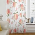 thumbnail image 6 of Peach Sheer Curtains 54 Inches Long, Spring Floral Green Leaf Botanical Pink Fruit Light Filering Curtains, Breathable Simi Curtain Privacy Drapes for Kitchen Bathroom Nursery Small Window Treatment, 6 of 9