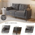 thumbnail image 4 of 57.5" Loveseat Cloth Sofa, Modern Compact Cotton Linen Thick Cushioned Sofa with Metal Legs and Two Armrests for Living Room, Dark Gray, 4 of 7