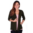 thumbnail image 1 of Simply Ravishing Women's Basic 3/4 Sleeve Hip Length Open Drape Cardigan, Small, Olive, 1 of 4