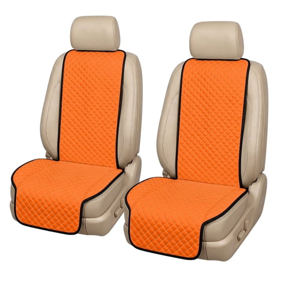 Uorisanigo Orange Car Seat Covers 2 PCS Quilted Front Car Seat Cushion Car Seat Protectors Non‑Slip Automotive Interior Accessories Fits Leather & Fabric Car Seats Universal Fit Most Cars
