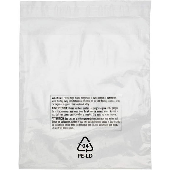 16" x 24" x 1.5 mil Clear Plastic Resealable Suffocation Warning Bags with Lip & Tape and 18pt Print in 3 Languages (Case of 500)