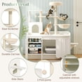 thumbnail image 4 of Euroco Cat Tree with Litter Box Enclosure, 59" Tall Modern Cat Tower with Sisal Scratching Post,Hammock,House,Perch & Storage Space,All-in-One Cat Condo,Hidden Cat Furniture,White, 4 of 9