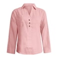 thumbnail image 3 of Long Sleeve Shirts for Women Lapel Solid Color Loose Shirt With Pockets Pullover Women's Long Sleeve Top, 3 of 6