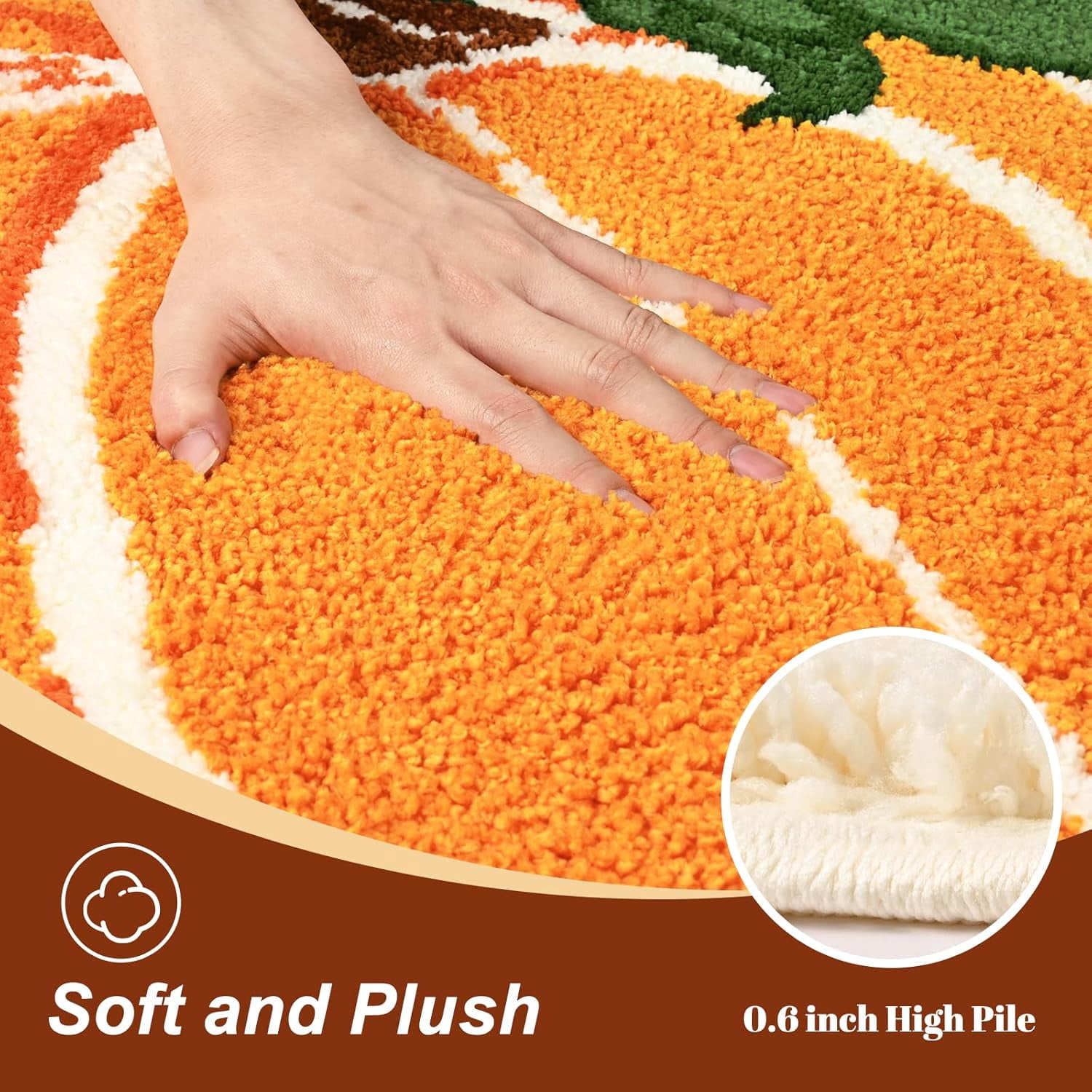 Ikfashoni Fall Bathroom Rug,Orange Pumpkin Bath Mat,Extra Soft Fluffy Absorbent Non-slip Bath Rug,26"x30"