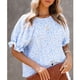 thumbnail image 2 of Blusa con estampado floral y mangas abullonadas, blusa con estampado floral para mujer, camisas con mangas abullonadas para mujer, blusas con estampado floral para mujer, diseñadas a medida, 2 of 4