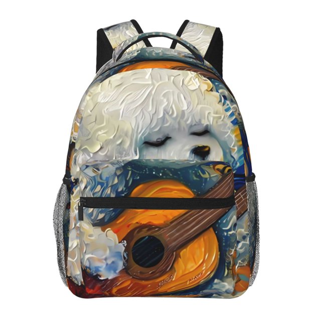 Fotbe Dog Guitar Starry Night Mochila Casual con Estampado para Escuela, Viajes y Actividades al Aire Libre - Duradera, Ligera y Cómoda